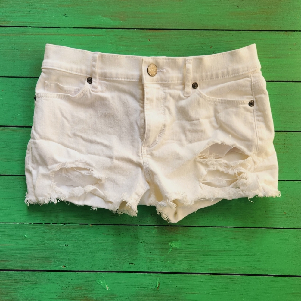 Ann Taylor white denim jeans shorts size 00 waist 24"